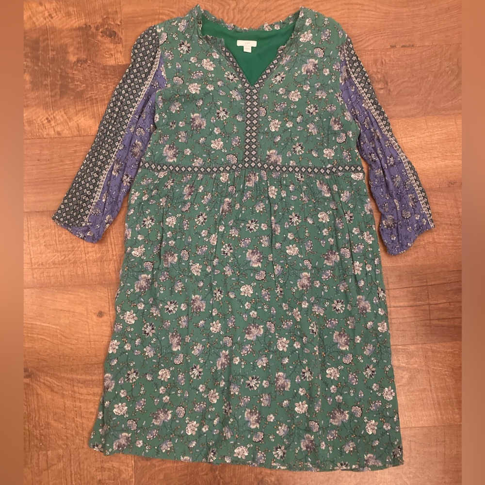 J. Jill Cottage Boho Floral Peasant Dress Sweet Clover Folkloric Vine Women’s S